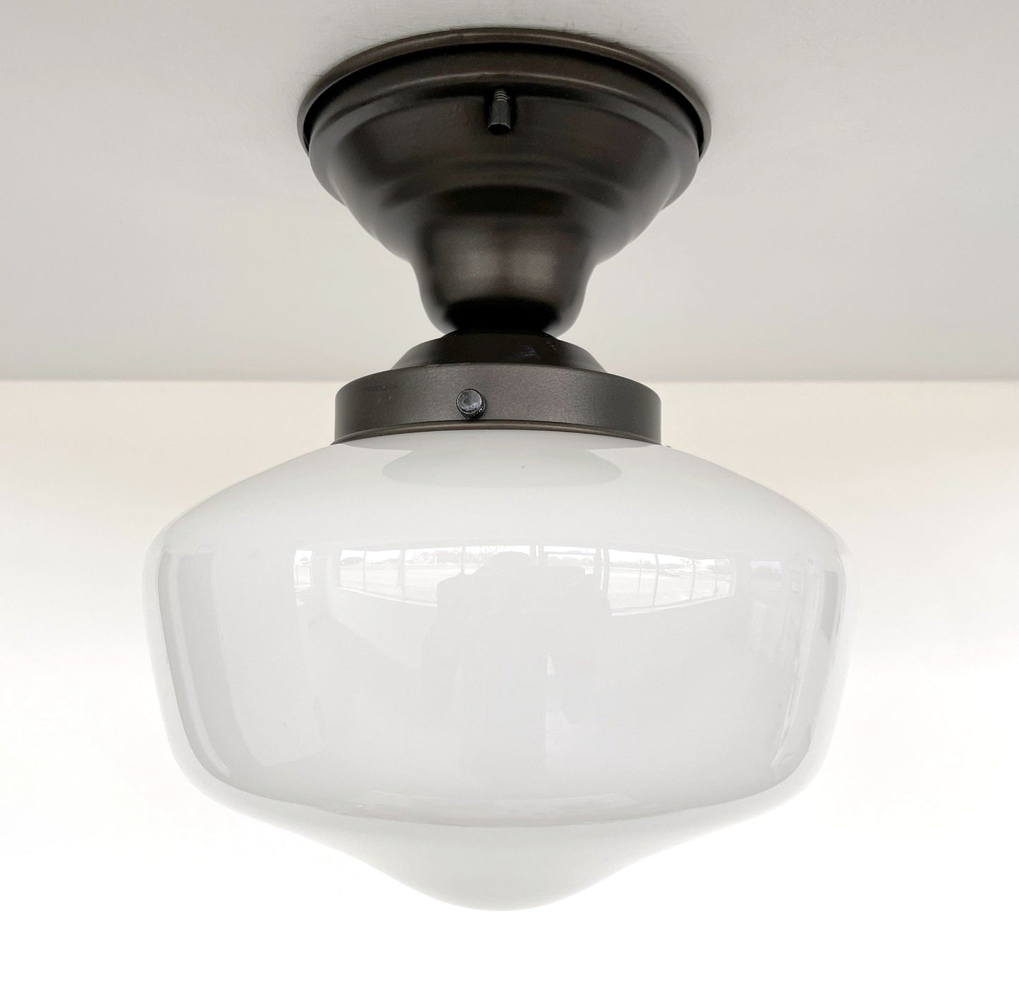 Modern Schoolhouse Milk Glass Ceiling Light | 8"