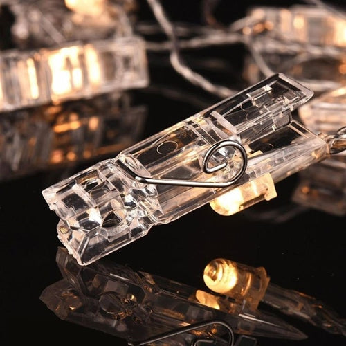 20 LED Large Photo Clip Clear Cable Lights - Battery Operated