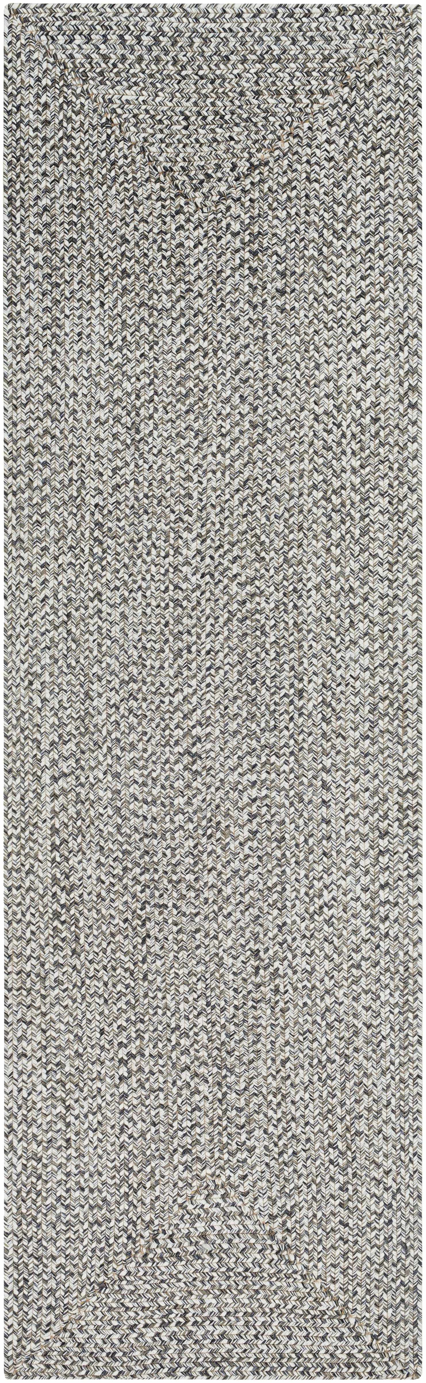 Cream Charcoal Braided Faux Jute Outdoor Rug