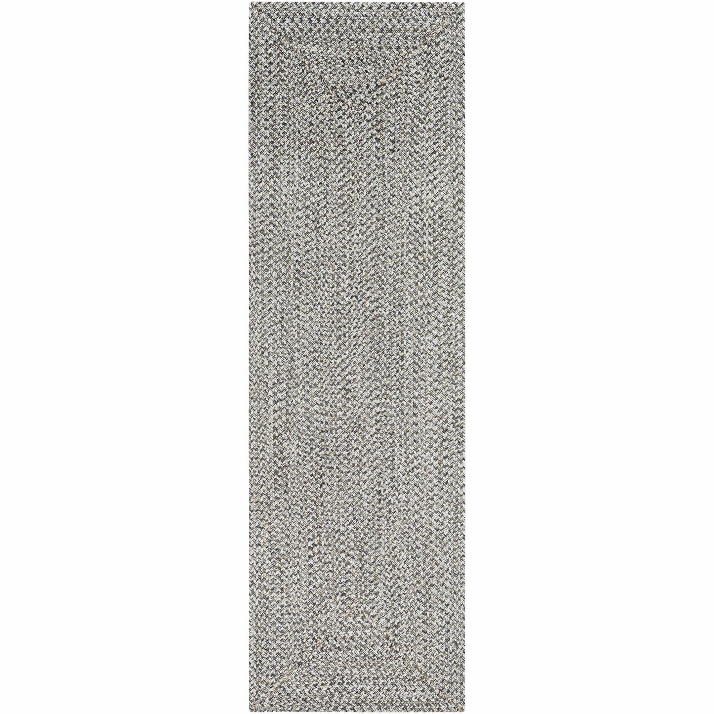 Cream Charcoal Braided Faux Jute Outdoor Rug