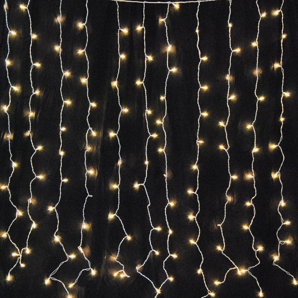300 LED Curtain String Lights with Remote - Warm White