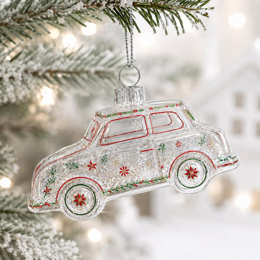 Car Clear Glass Christmas Ornament