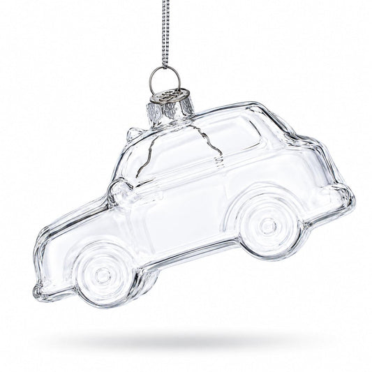 Car Clear Glass Christmas Ornament