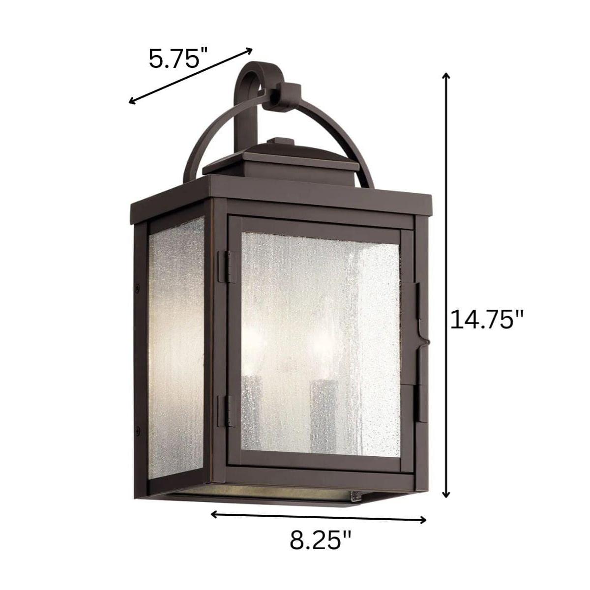 Carlson 15"H  2-Light Bronze Finish Outdoor Wall Lantern by Kichler