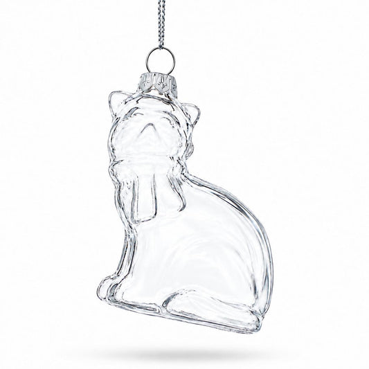 Cat Clear Glass Christmas Ornament
