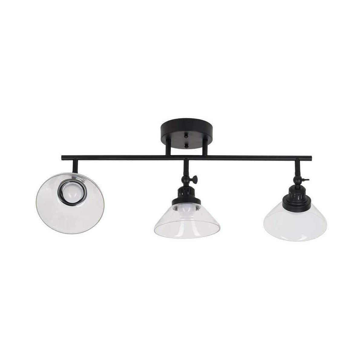 Catalina 23"W 3-Light LED Track Bar Light Fixture, Matte Black with Clear Glass Shades