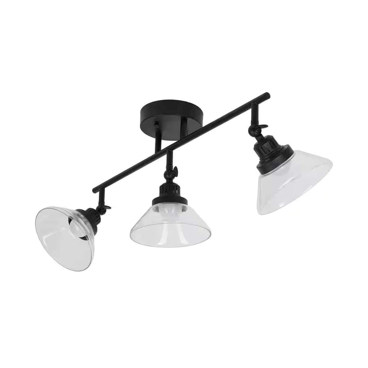 Catalina 23"W 3-Light LED Track Bar Light Fixture, Matte Black with Clear Glass Shades