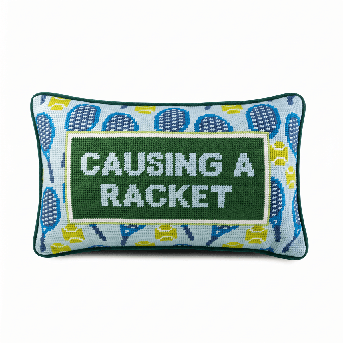 Causing A Racket Needlepoint Pillow