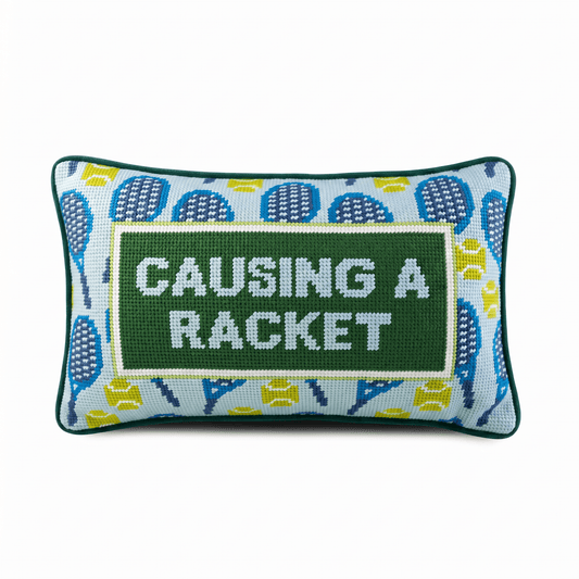 Causing A Racket Needlepoint Pillow