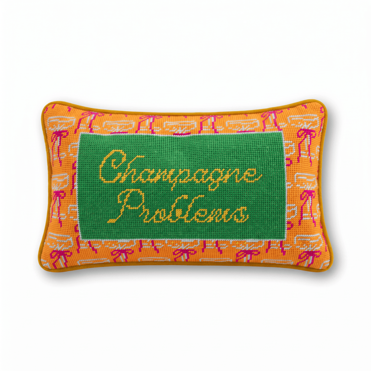Champagne Problems Needlepoint Pillow