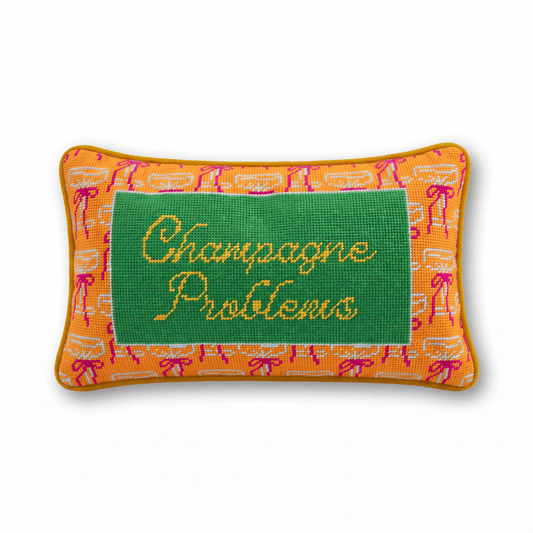 Champagne Problems Needlepoint Pillow