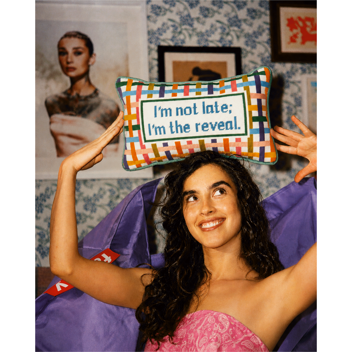 I'm The Reveal Needlepoint Pillow