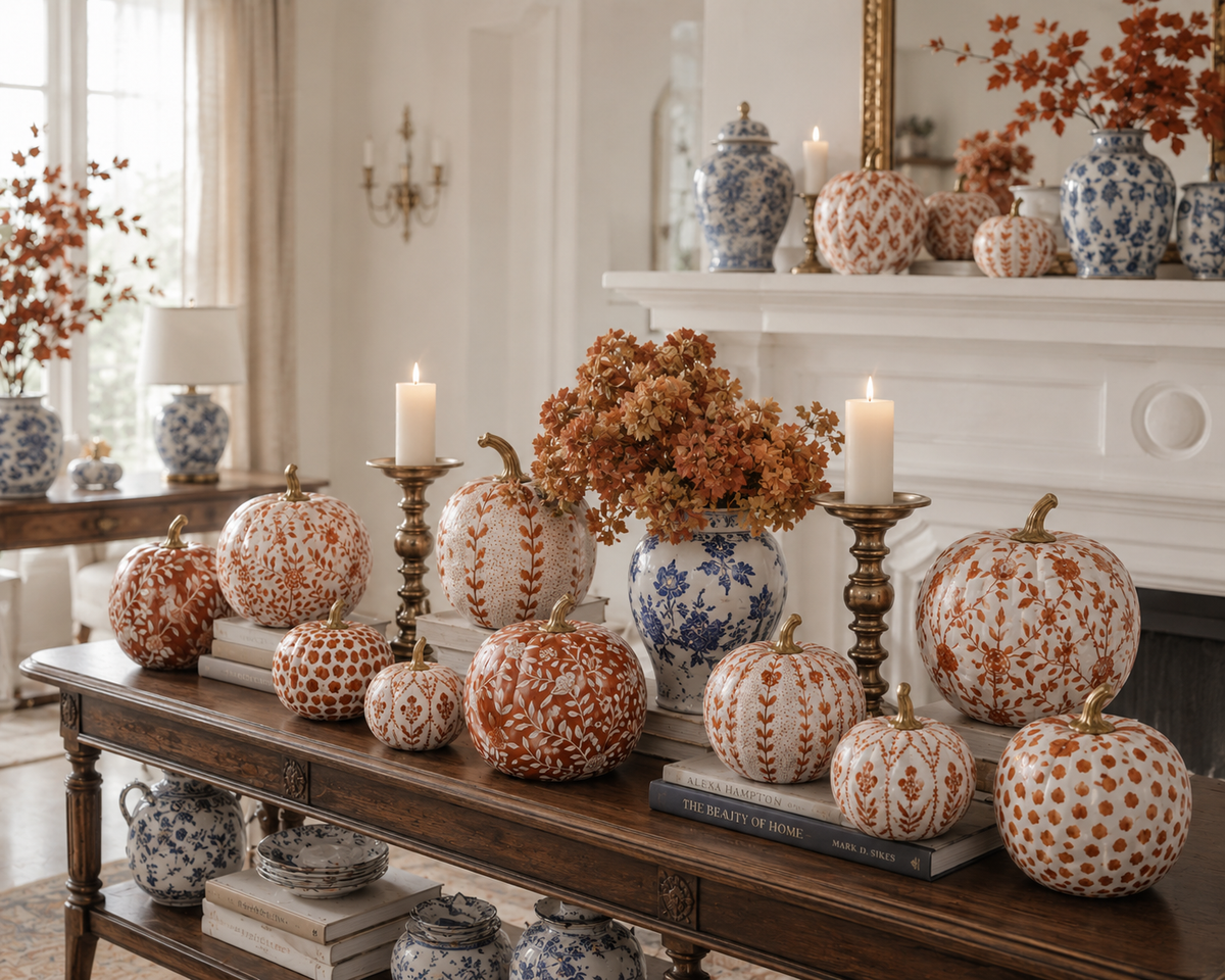 Red Bird & Vine Pumpkin