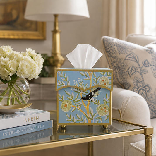 a box of tissues on a coffee table
