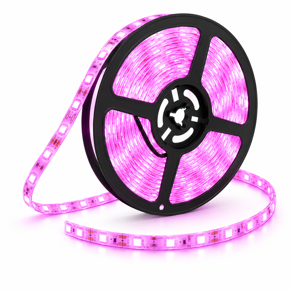 a pink led strip on a spool