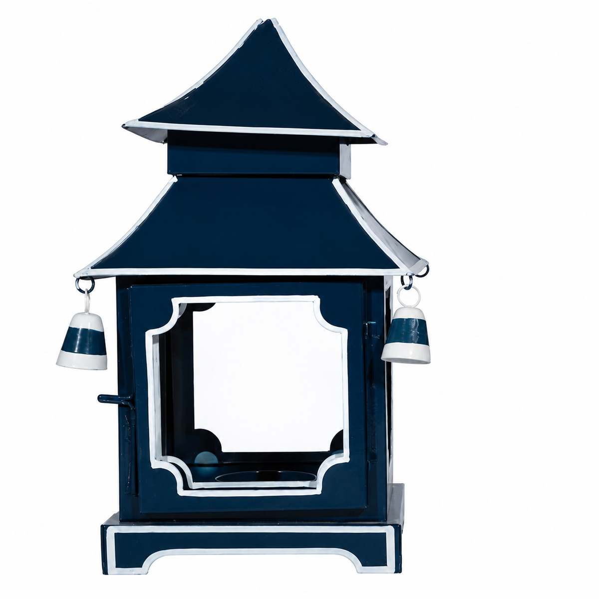 Navy & White Trim Pagoda Lantern (4 Sizes)