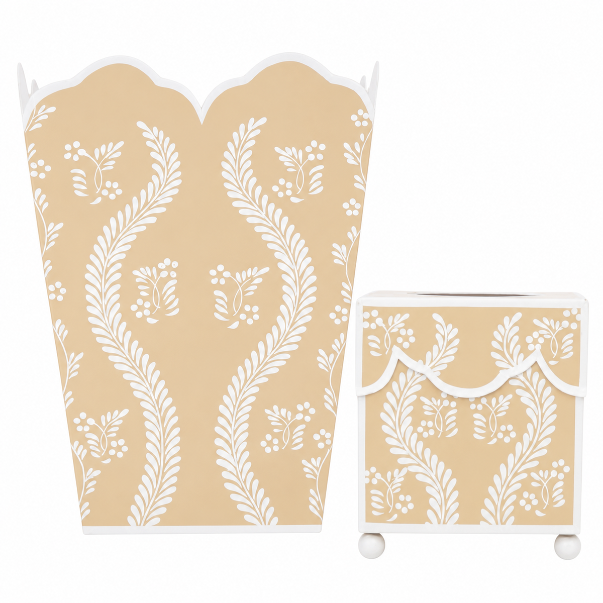 Tan Square Trellis Wastepaper Basket & Tissue Holder (3 Options)
