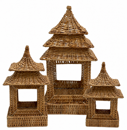 a group of wicker objects