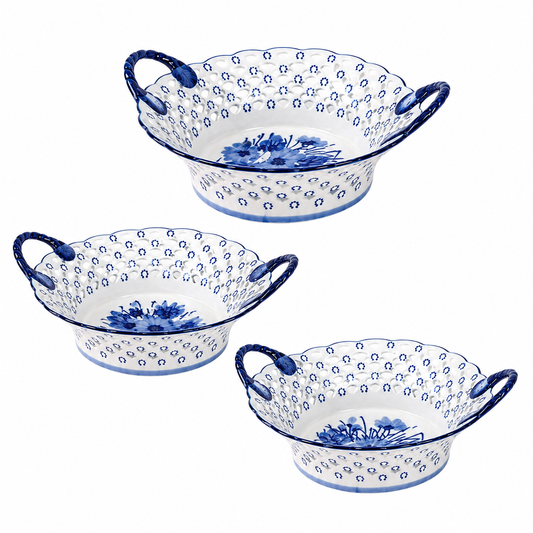 a group of bowls with handles
