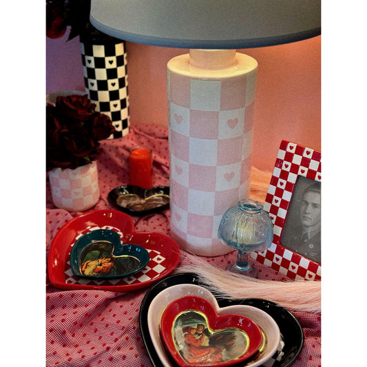 Checkered Heart Column Lamp