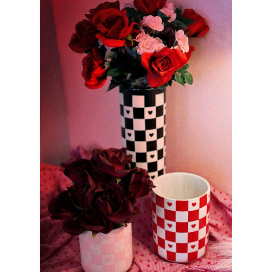 Checkered Heart Column Vase