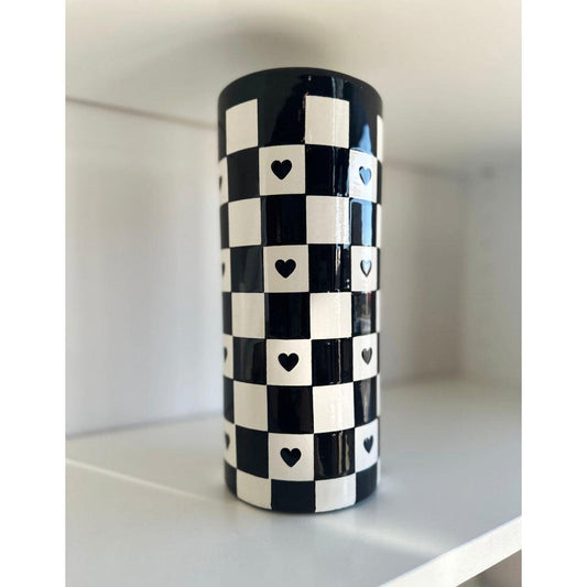 Checkered Heart Column Vase