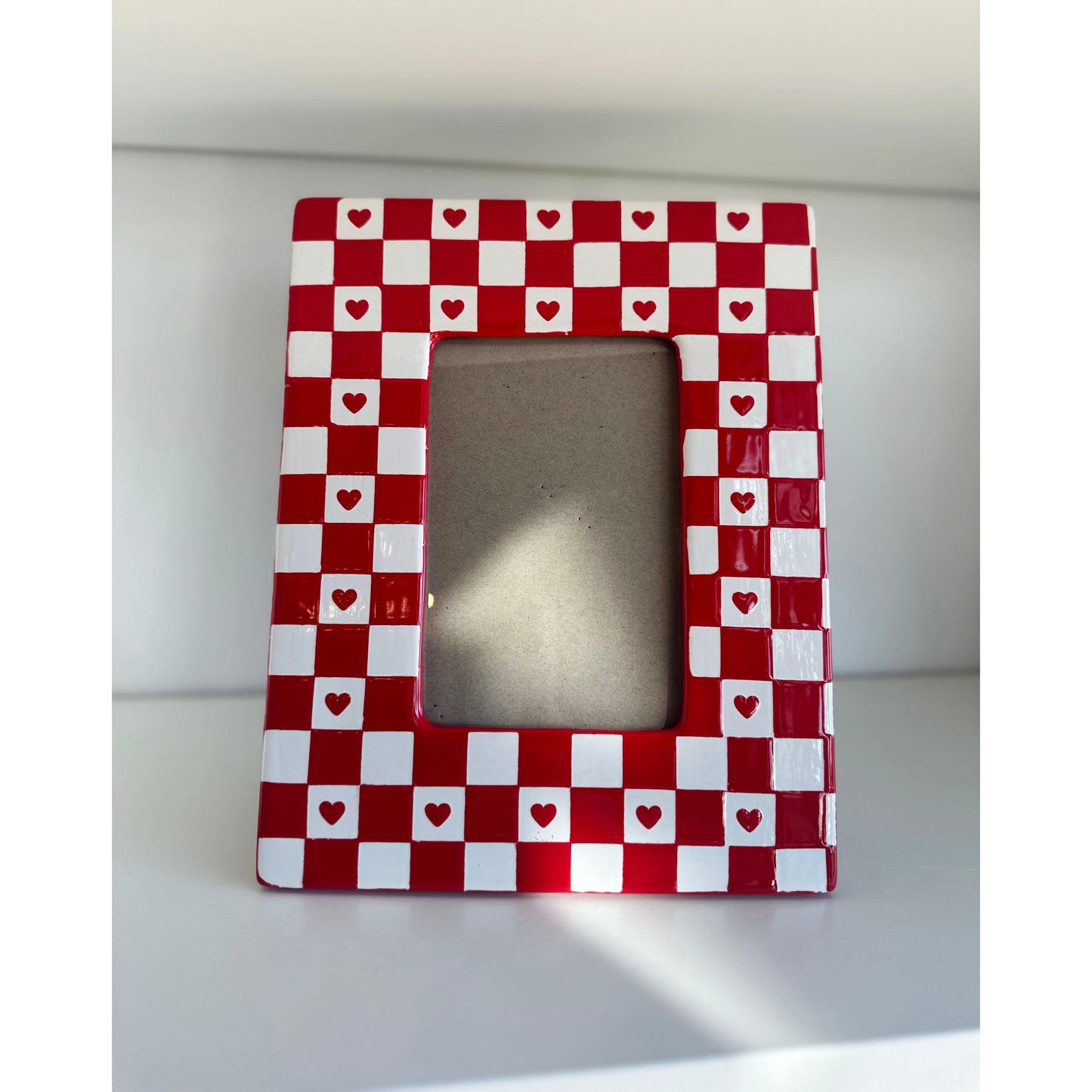 Checkered Heart Photo Frame