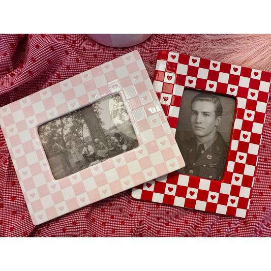 Checkered Heart Photo Frame