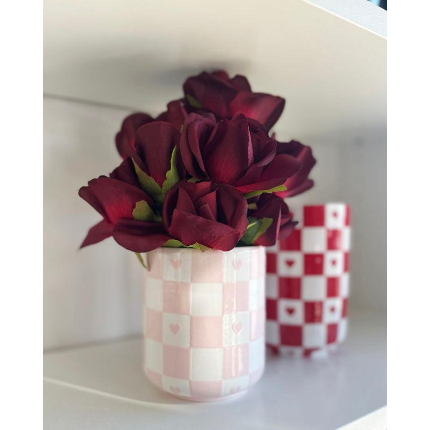 Checkered Heart Vase