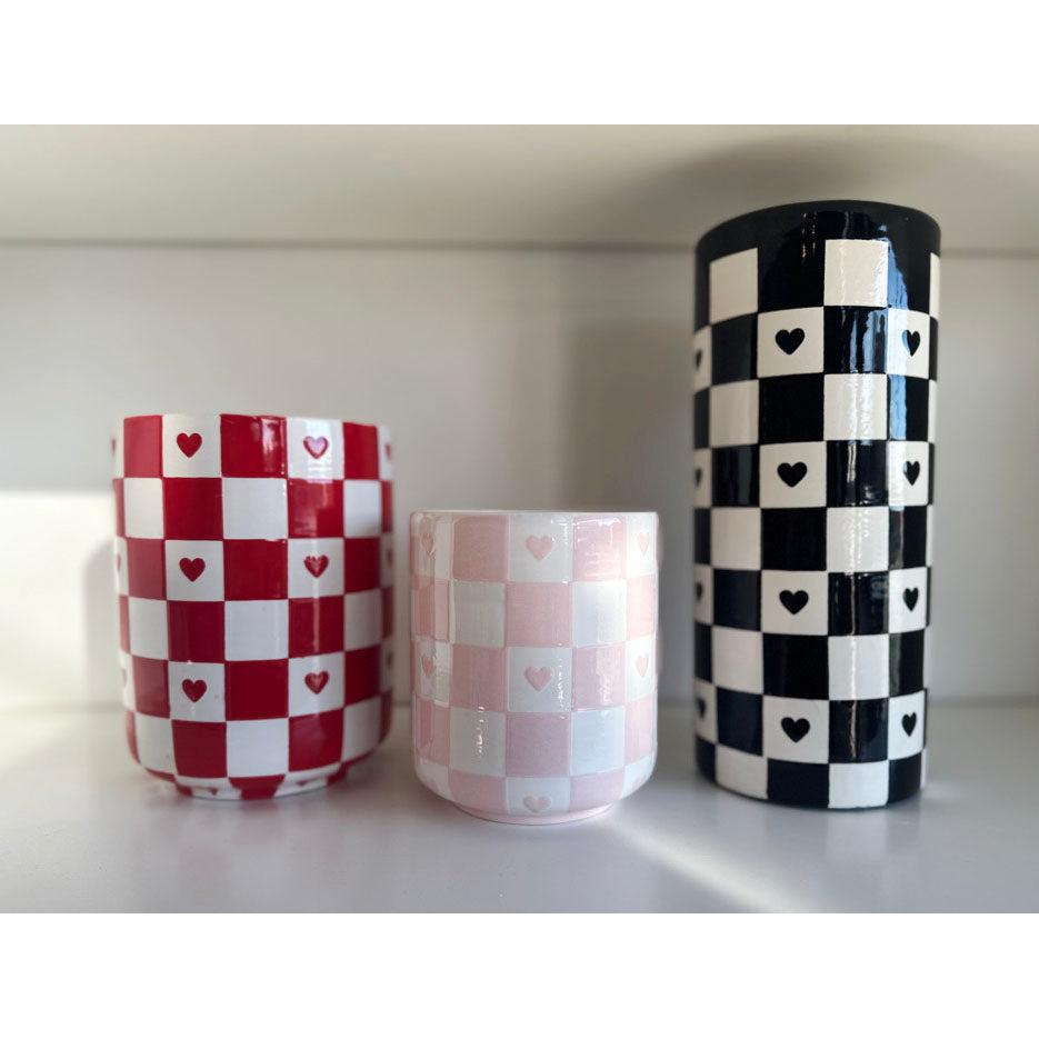 Checkered Heart Vase