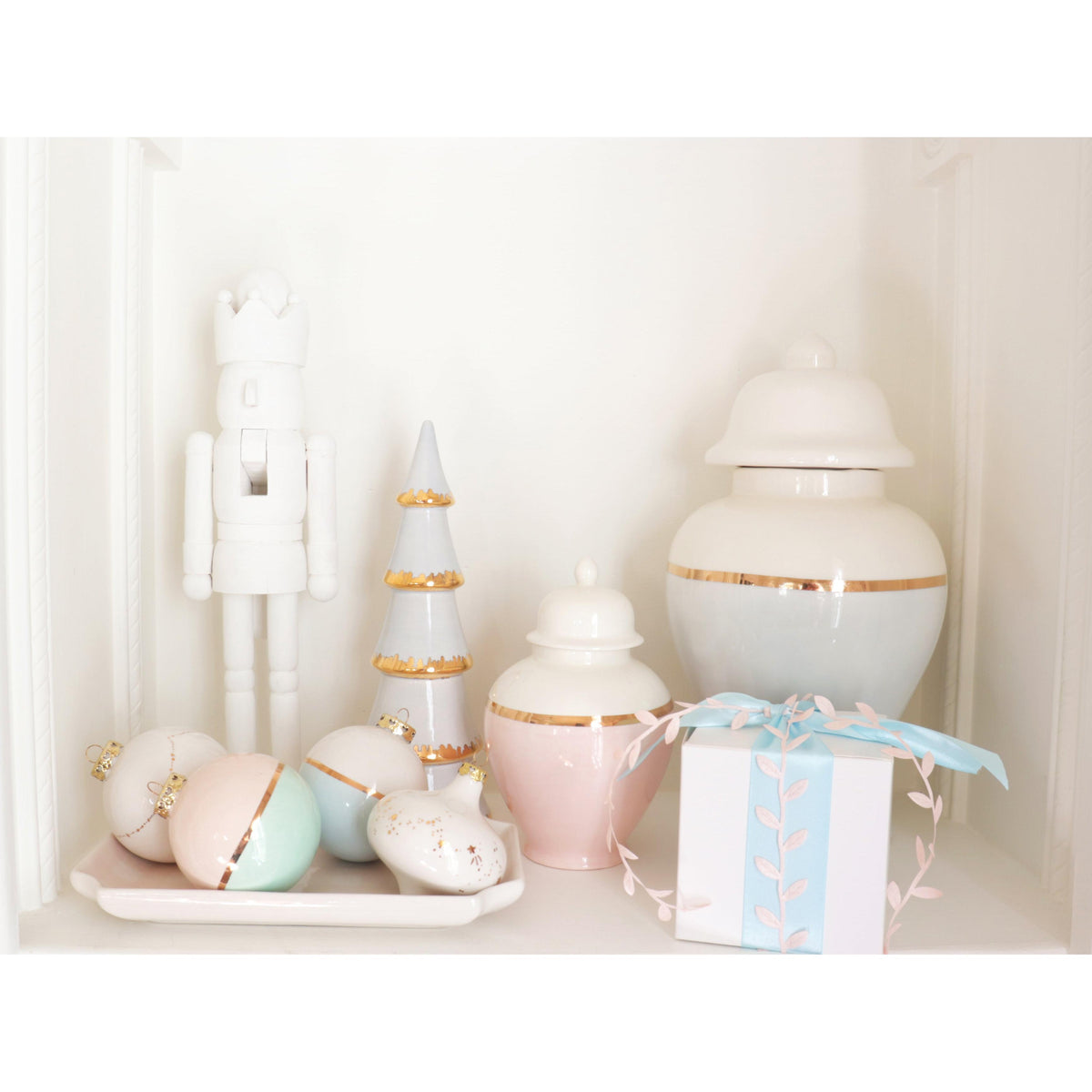 Cherry Blossom Pink Color Block Ginger Jar with Gold Accent