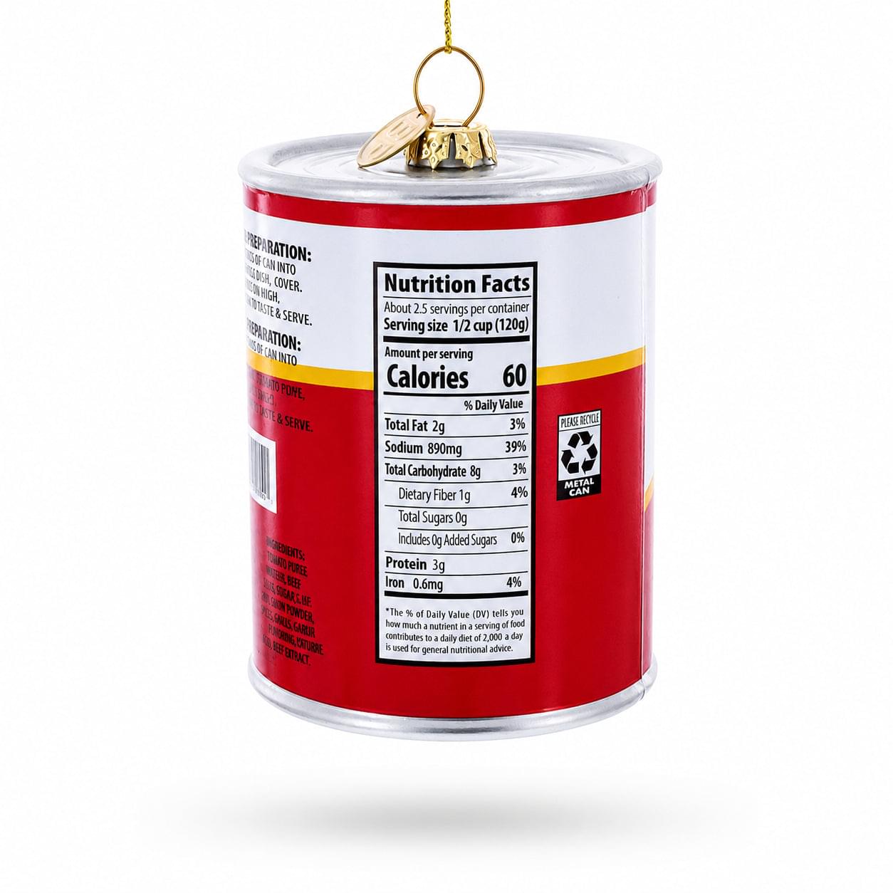 Chicken Noodle Soup Can Glass Christmas Ornament