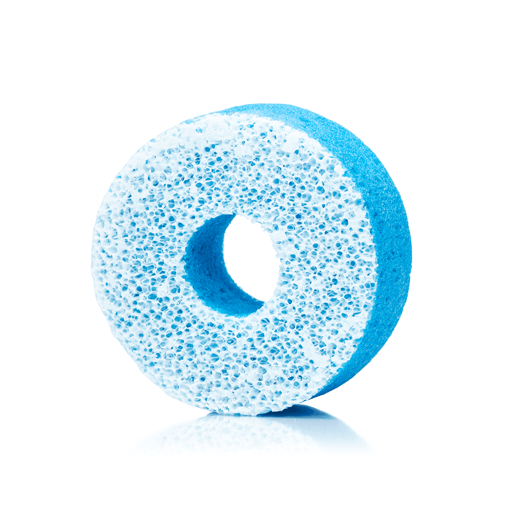 a blue and white sponge