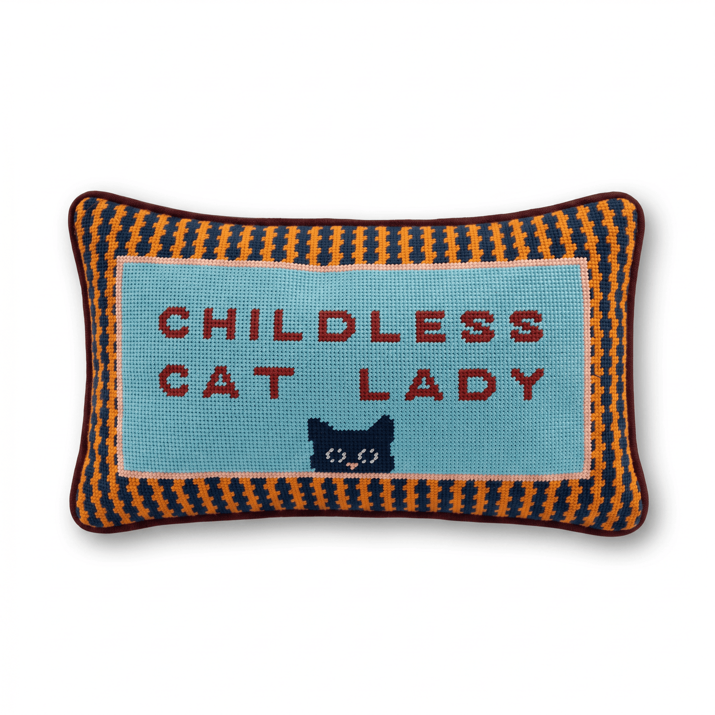 Childless Cat Lady Needlepoint Pillow