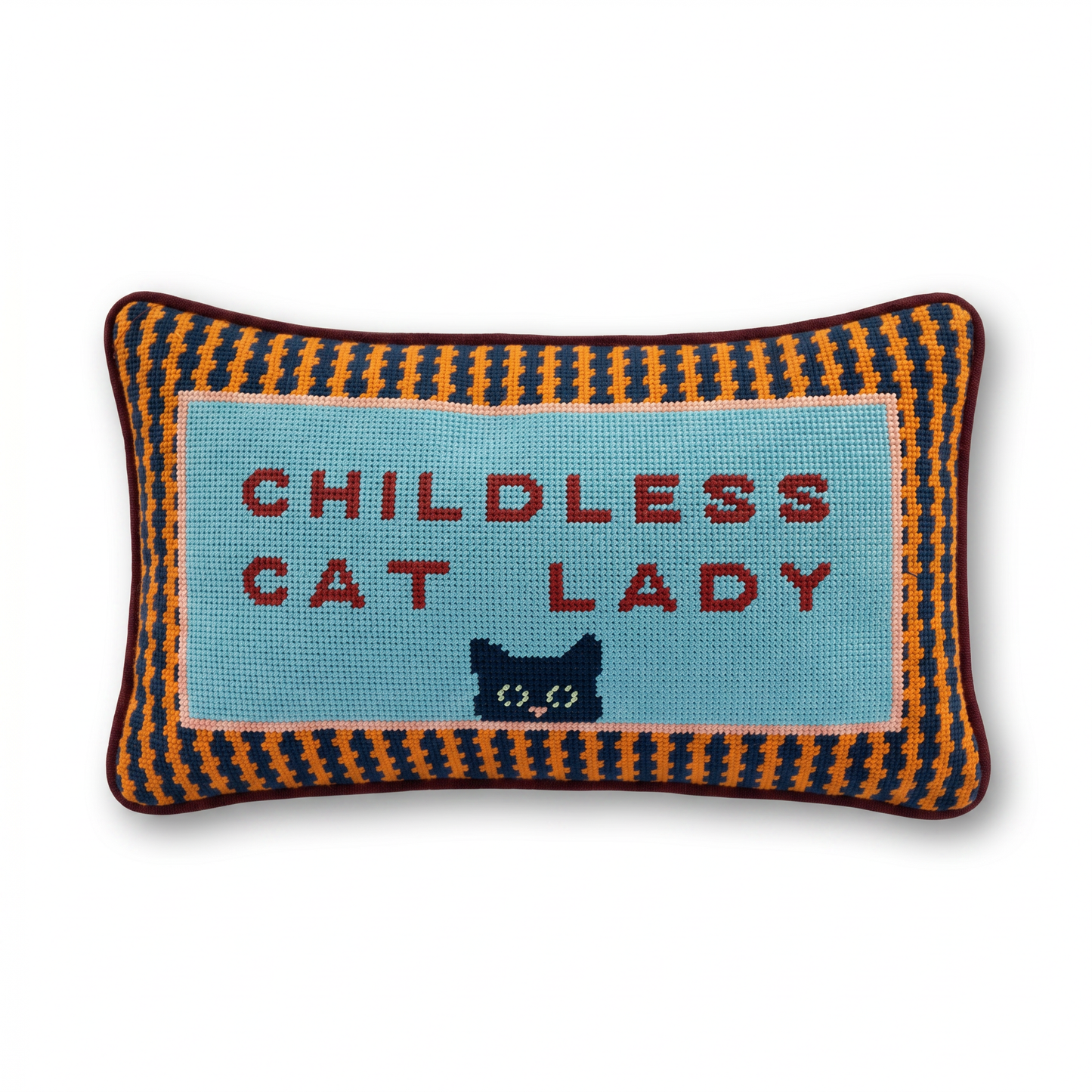 Childless Cat Lady Needlepoint Pillow