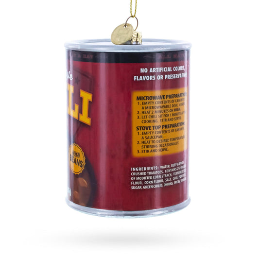 Chili Soup Can Glass Christmas Ornament