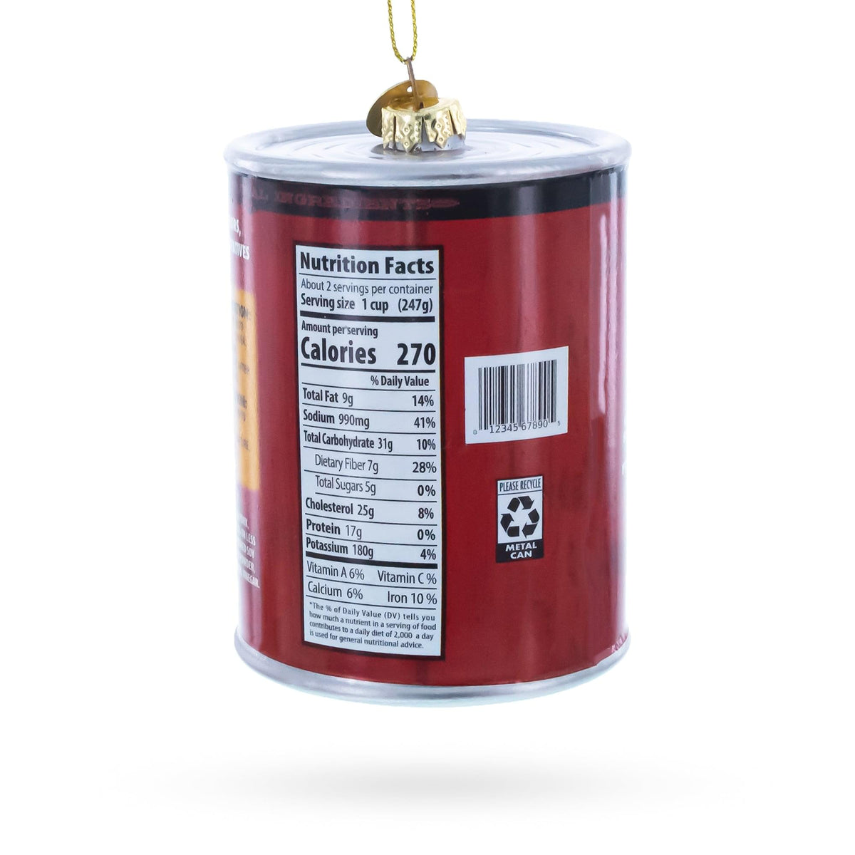 Chili Soup Can Glass Christmas Ornament