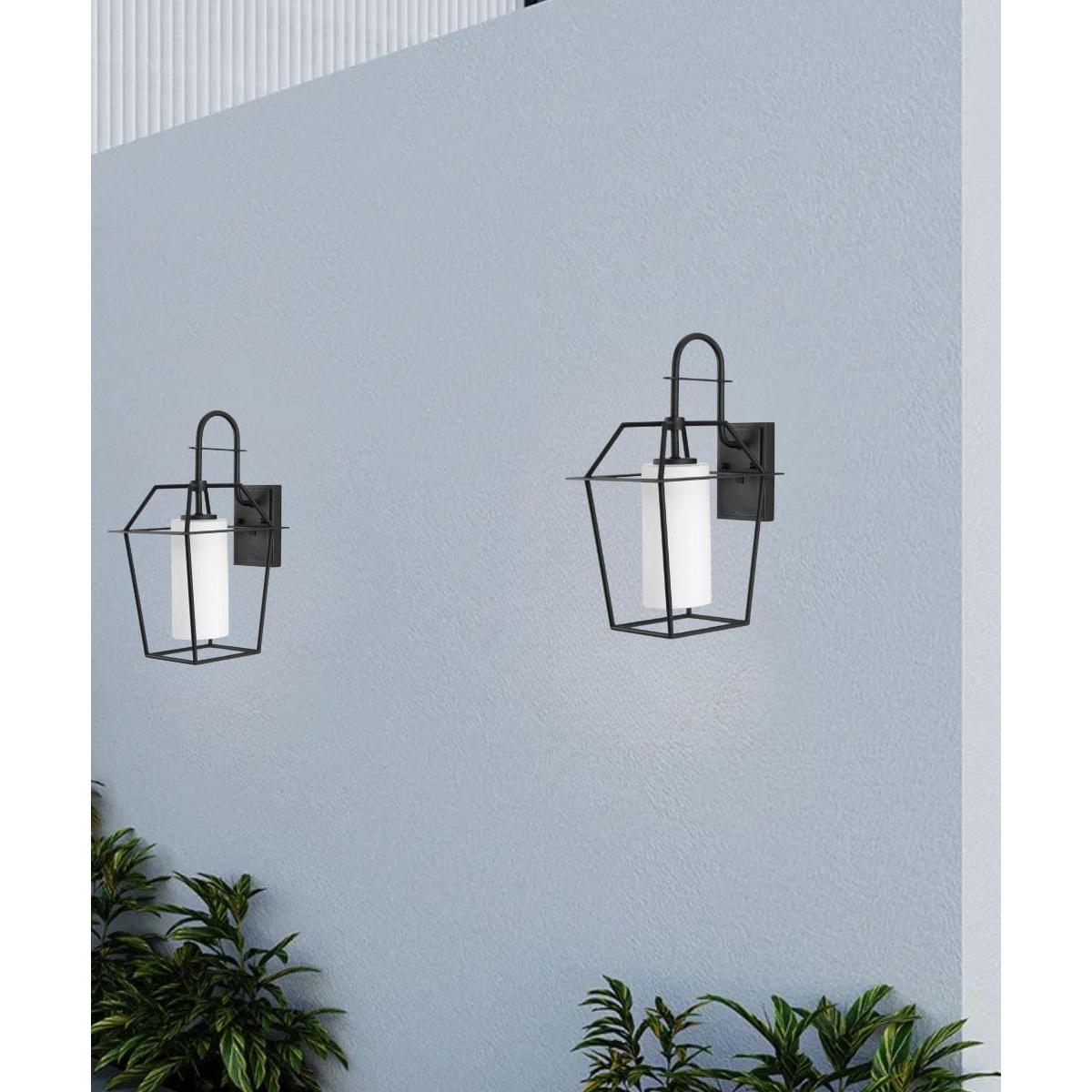 Chilton 1-Light 18"h Large Outdoor Wall Lantern Etched Opal Glass Textured Black Finish by Progress