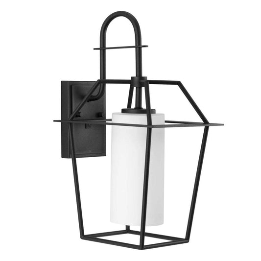 Chilton 1-Light 18"h Large Outdoor Wall Lantern Etched Opal Glass Textured Black Finish by Progress