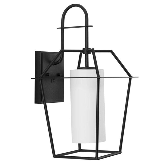 Chilton 1-Light 22"h Extra Large Outdoor Wall Lantern Etched Opal Glass Textured Black Finish by Progress