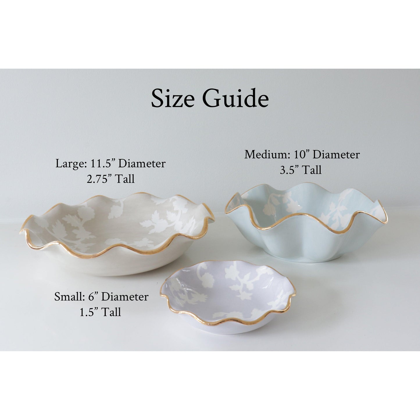 Chinoiserie Dreams Scalloped Bowls with 22K Gold Accent