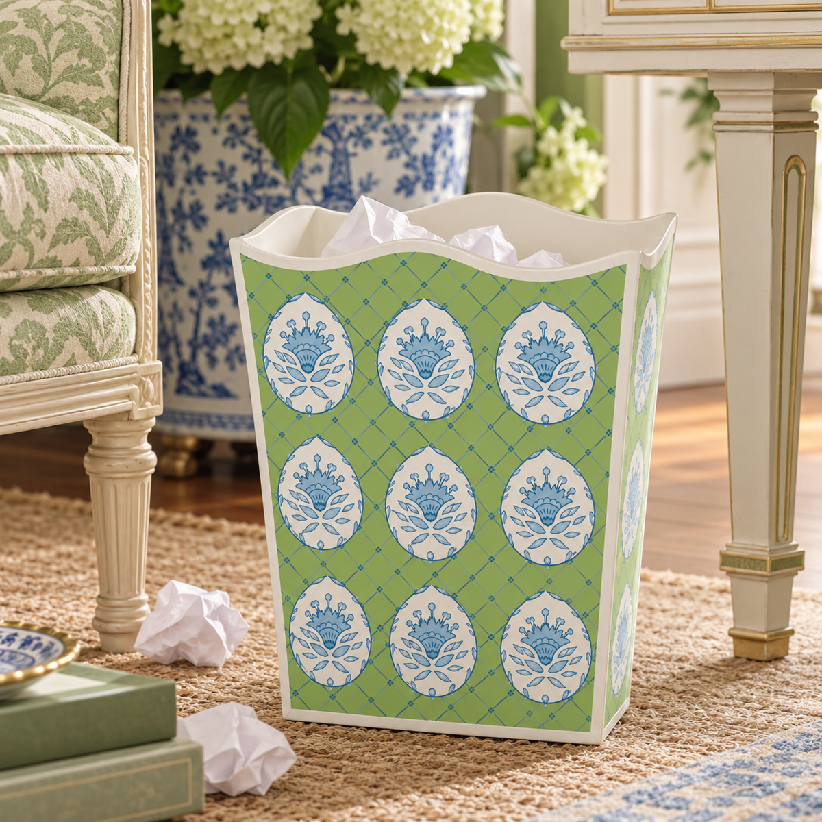 Green Meadow Crest Wastepaper Basket & Tissue (2 Options)