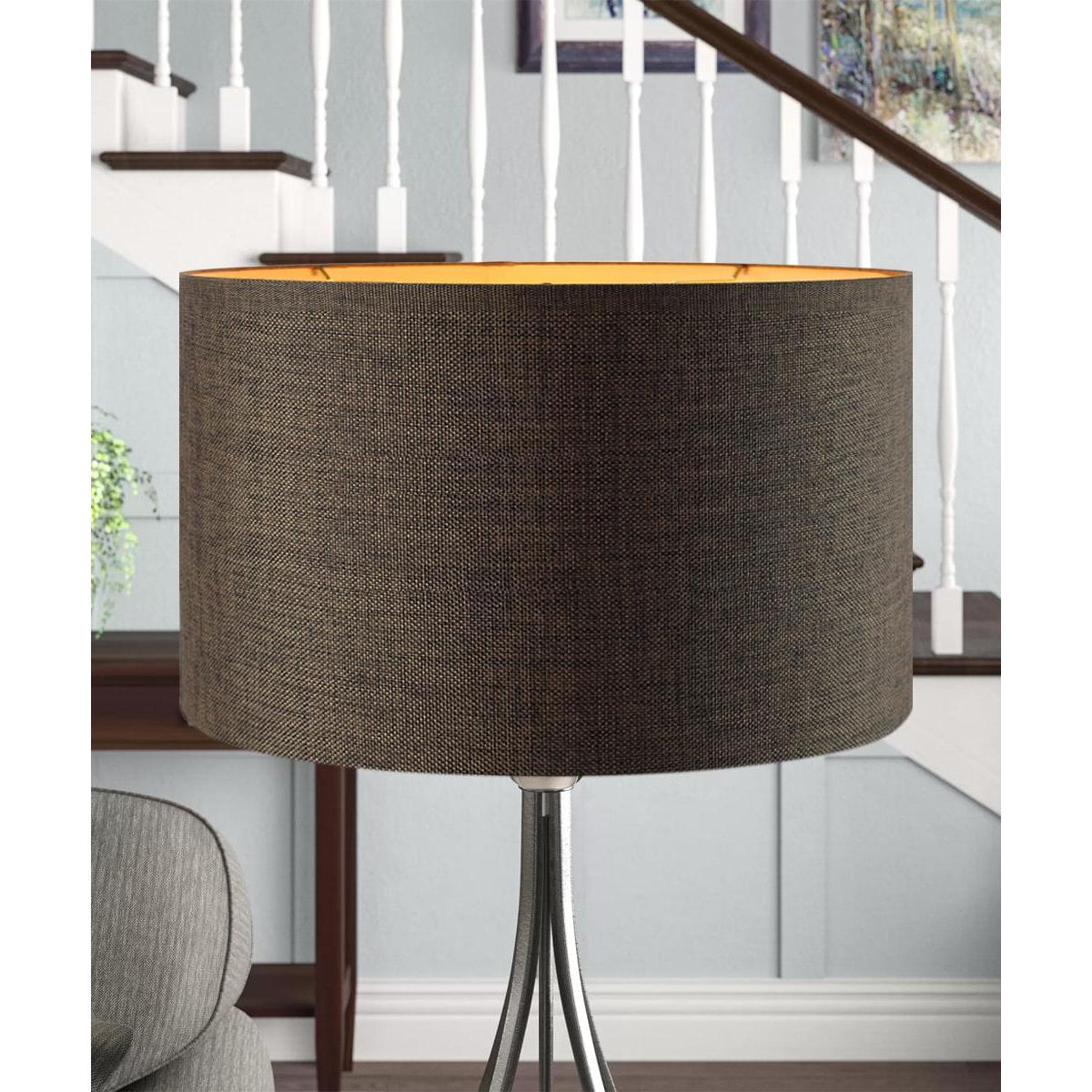 Chocolate Burlap Shallow Drum Lampshade 18"x18"x10"