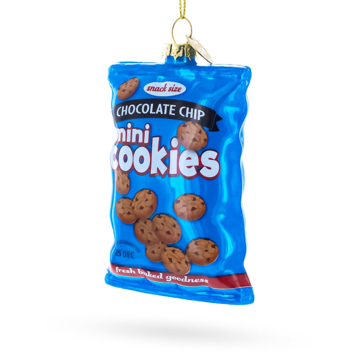 Chocolate Chip Cookies Bag Glass Christmas Ornament