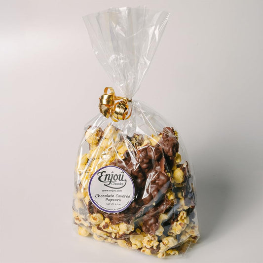 a bag of chocolate covered popcorn