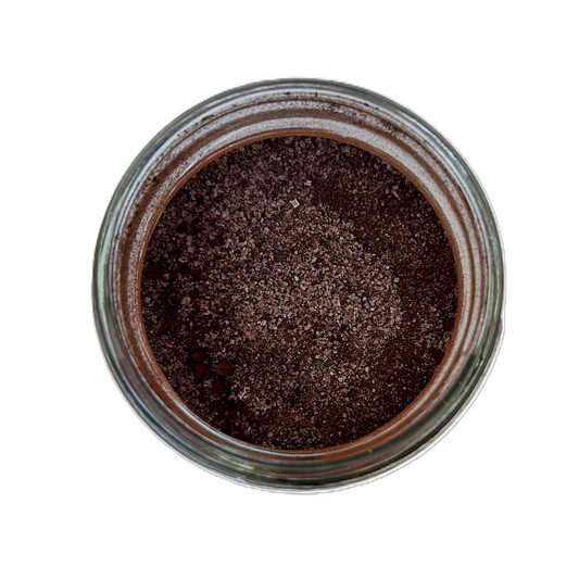 a jar of brown powder