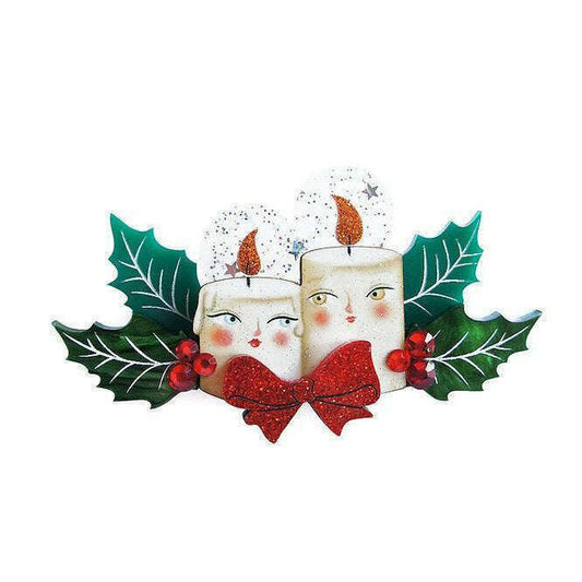 Christmas Candle Couple Brooch by Laliblue
