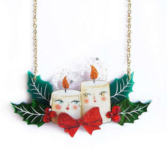 Christmas Candles Statement Necklace by Laliblue