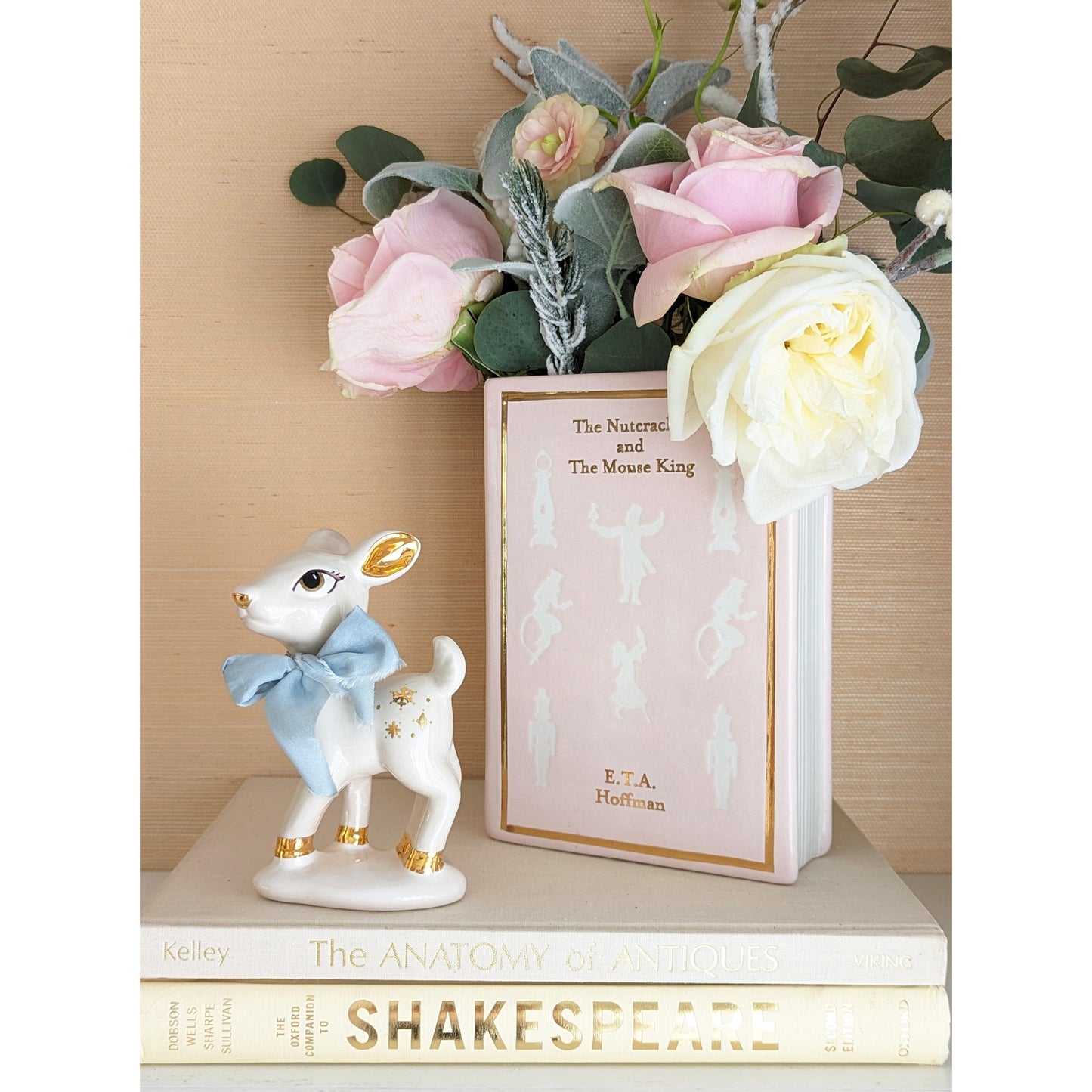 Christmas Classics Book Vase- The Nutcracker and the Mouse King in Pink