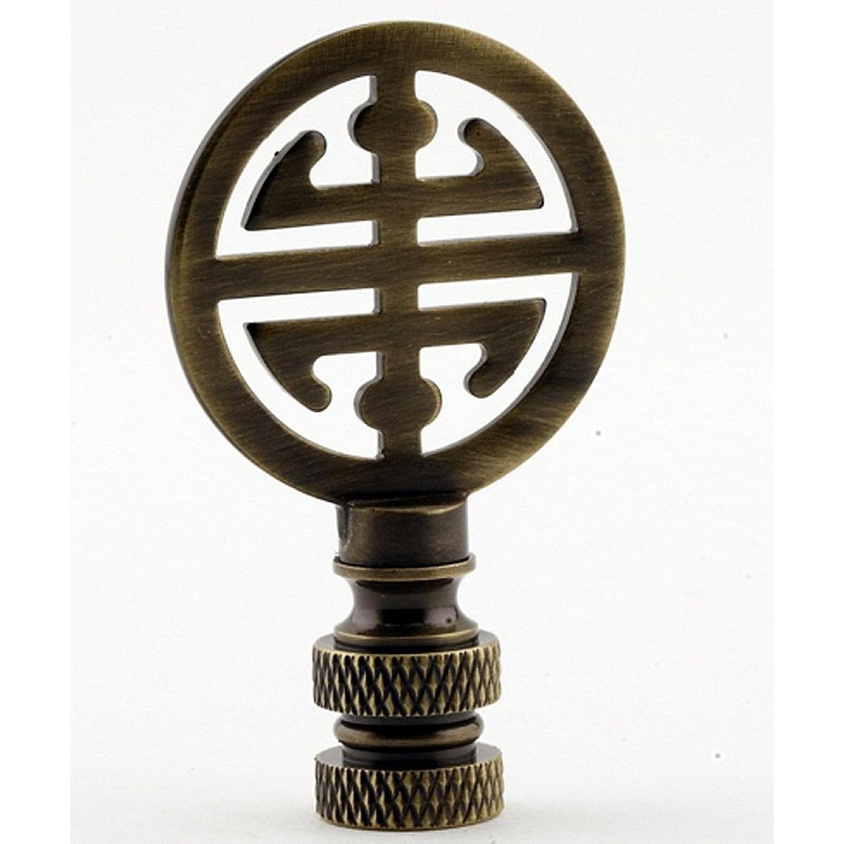 Classic 4 Blessings Asian Lamp Finial Antique Brass Metal 2.25"h